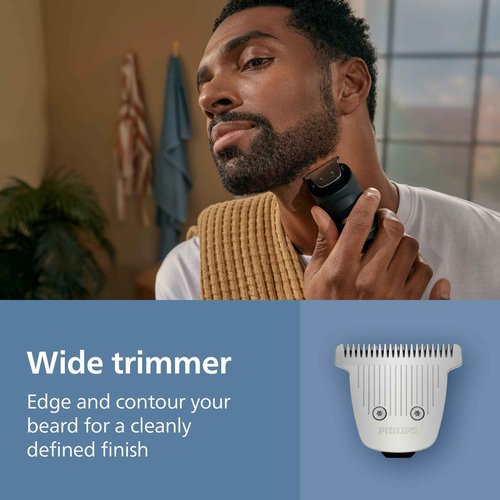 Norelco Philips Beard Trimmer 7000 Series, 100% Waterproof Trimmer for Men, 40 Lock-in Hair Length Settings, BeardSense Power Adaptability, Detail & T-Blade Trimmer Heads, Charging Stand, BT7670/40