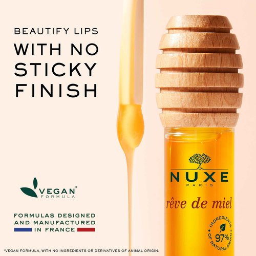 Nuxe Huile Prodigieuse Riche Nourishing Oil (3.3 Fl Oz) & Rêve de Miel Honey Lip Gloss (0.33 Fl Oz) Skincare Duo for Intense Hydration & Radiant Lips