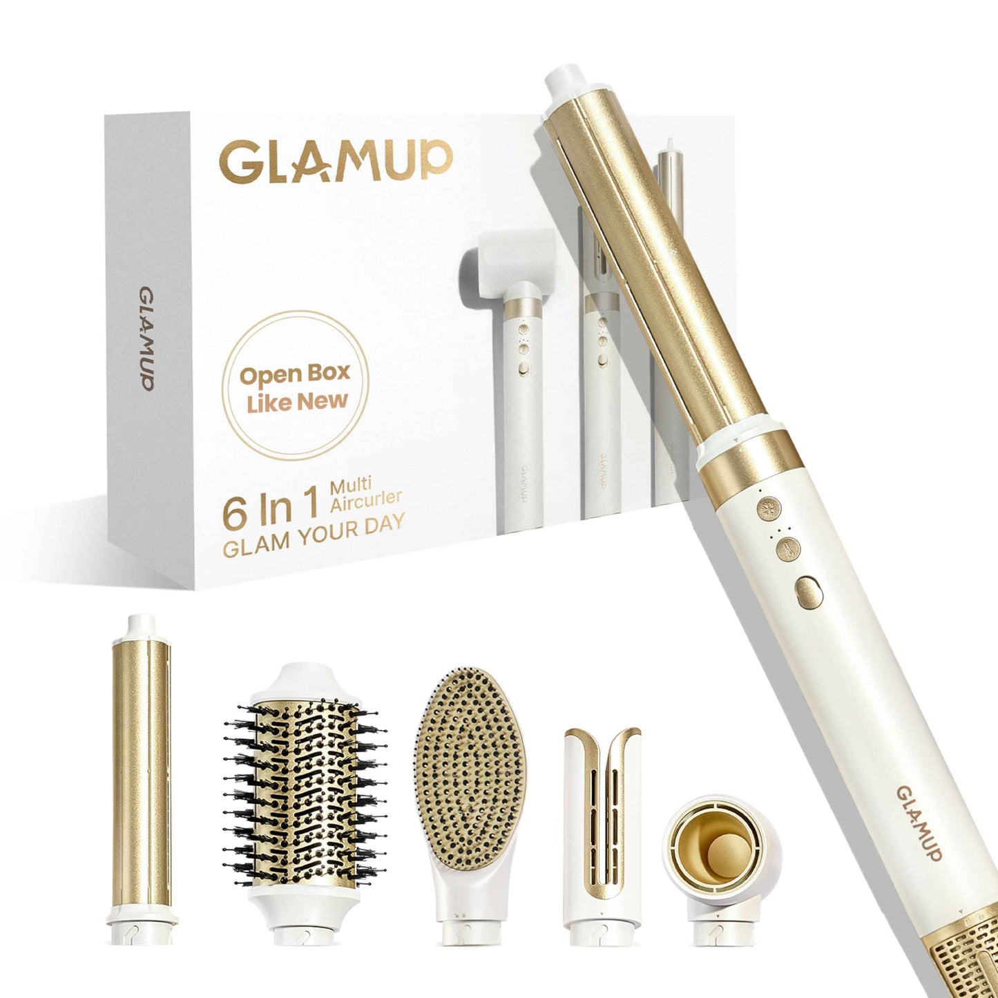 GLAMUP 6 in 1 Hot Air Styler, Coanda Auto-Wrap Hair Dryer Brush & Volumizer, Refurbished Multi Hair Tool (Renewed)