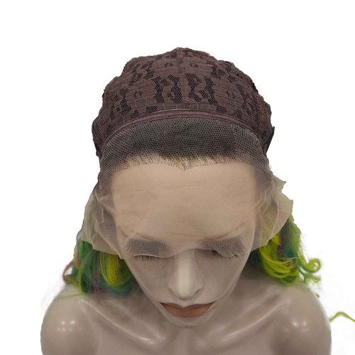 IMSTYLE Multicolor Lace Front Wigs Rainbow Green Wigs Loose Curl Dark Root Colorful Synthetic Hair Wig Heat Resistant with Natural Hairline 22 Inch