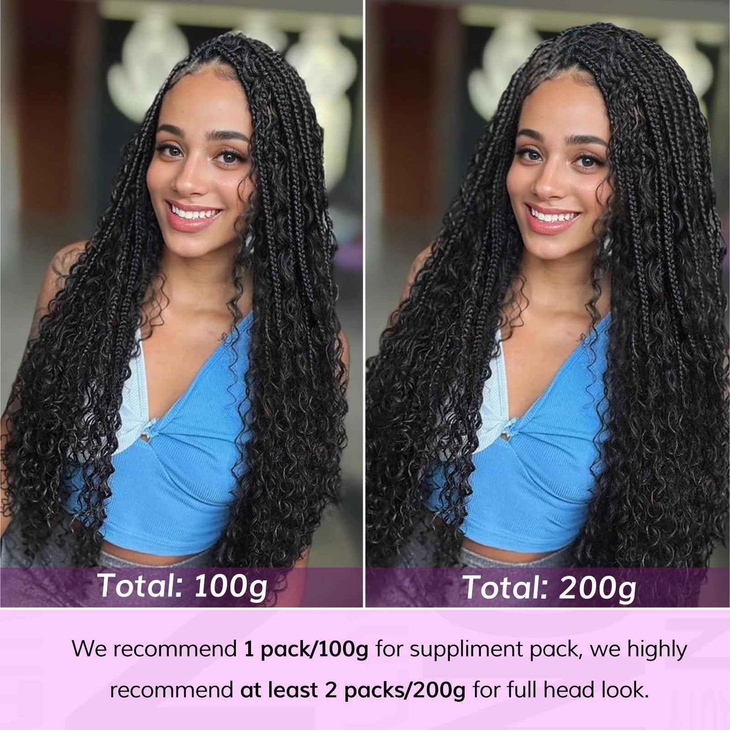 IDN BEAUTY Pre Divided Human Braiding for Boho Braids Hair Extensions, 24 Inch 100g Natrual Black Deep Wave Human Hair for Braiding Bohemian No Weft 12A Virgin Brazilian Wet and Wavy