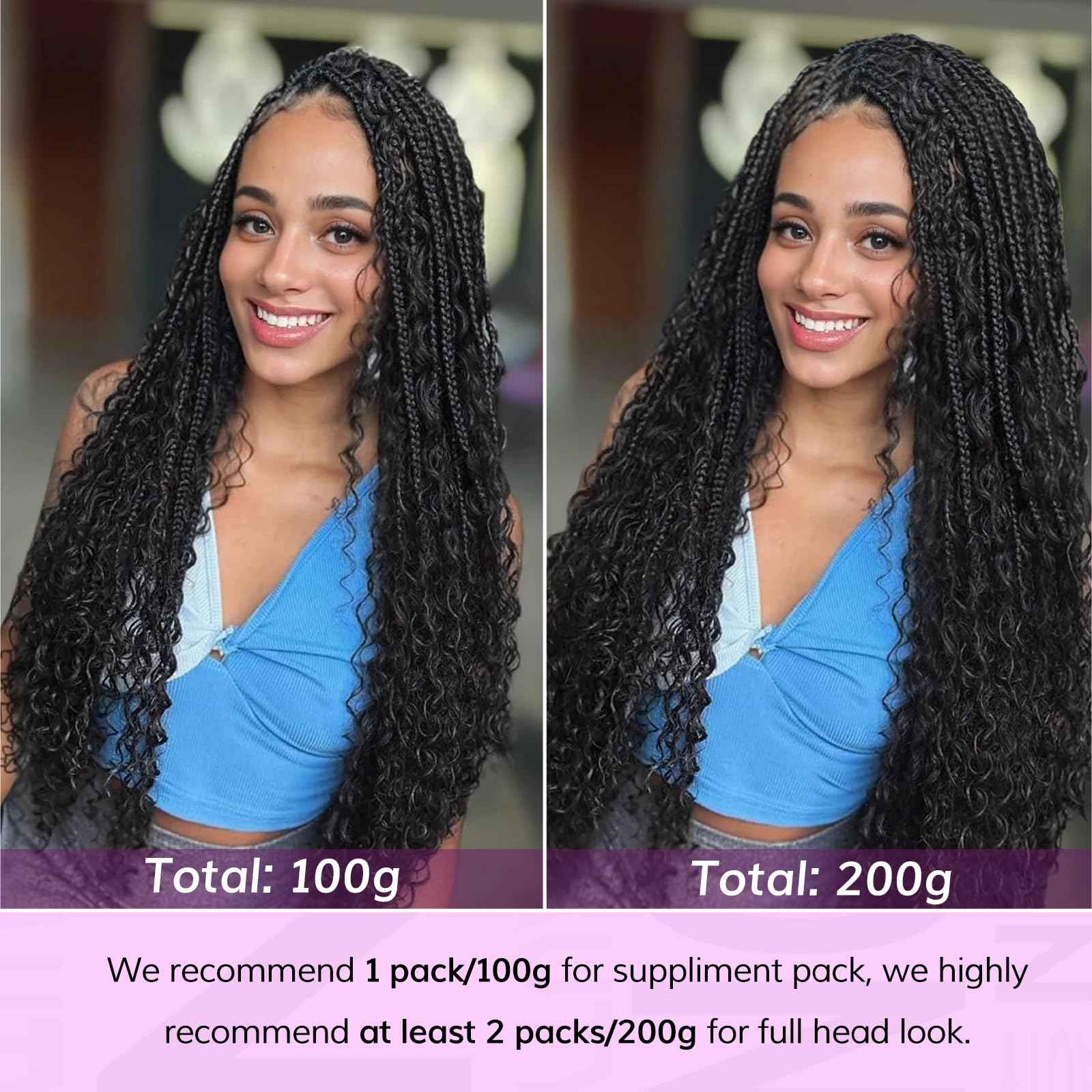 IDN BEAUTY Pre Divided Human Braiding for Boho Braids Hair Extensions, 24 Inch 100g Natrual Black Deep Wave Human Hair for Braiding Bohemian No Weft 12A Virgin Brazilian Wet and Wavy