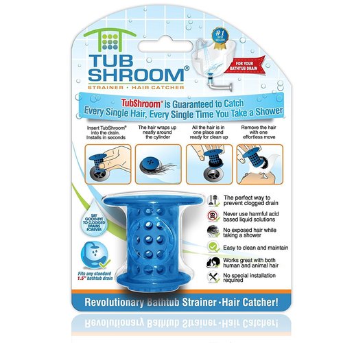TubShroom Tub Drain Hair Catcher Strainer, Blue – Drain Protector and Hair Catcher for Bathroom Drains, Fits 1.5” – 1.75” Bathtub and Shower Tub Drains