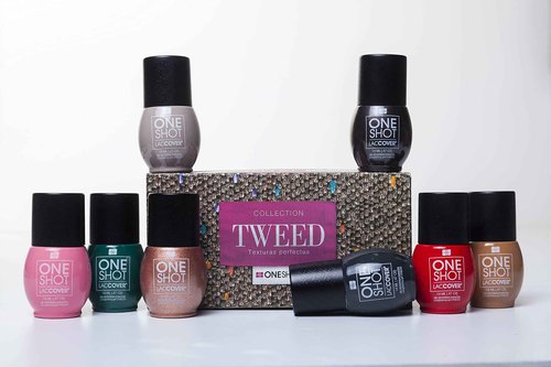 LACCOVER ONE SHOT - NAIL POLISH GEL SET TWEED COLLECTION, 8 COLORS, 1/2 Fl Oz each one, by NAIL FACTORY