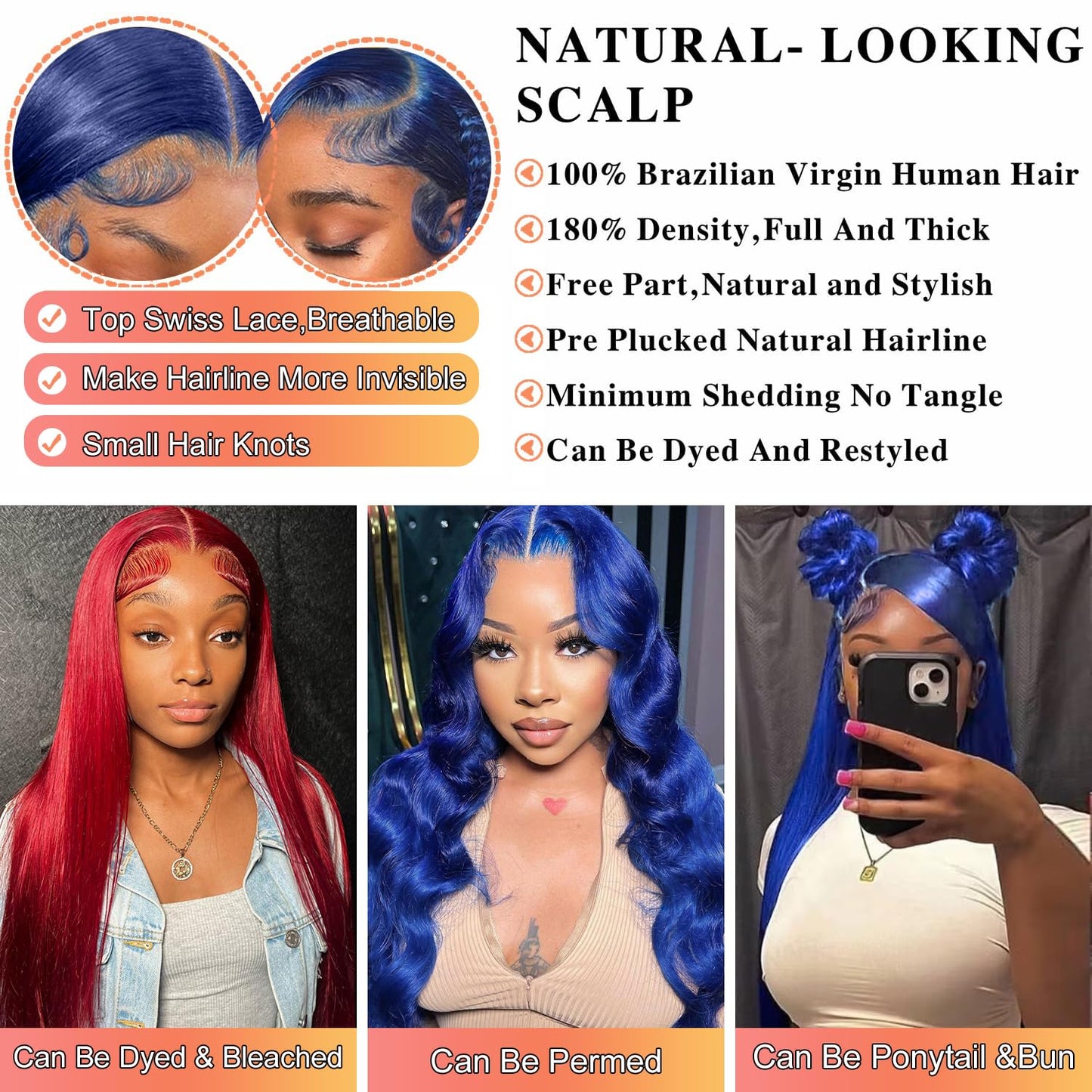 13x6 Blue Lace Front Wig Human Hair Straight Hd Transparent Navy Blue Lace Front Wigs Human Hair Wear and Go Glueless Wig Human Hair Pre Plucked 24 Inch Colored hd Lace Frontal Wigs for Black Women