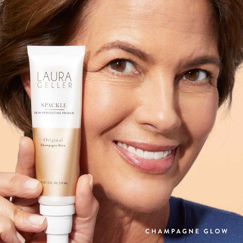 LAURA GELLER NEW YORK Ready-n-Radiant Kit (3 PC) - Baked Bronze-n-Brighten, Medium + Spackle Super-Size Skin Perfecting Primer, Champagne Glow + Retractable Angled Kabuki Brush