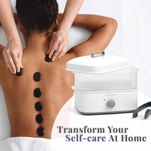 Zadro Towel Steamer with Tongs, 850W Heater, 8L Tray, 1.7L Tank, 30-min Timer for Facials, Manicures, Pedicures, Shaving (13"x12", 120V/850W, 8L, Blue/Gray)