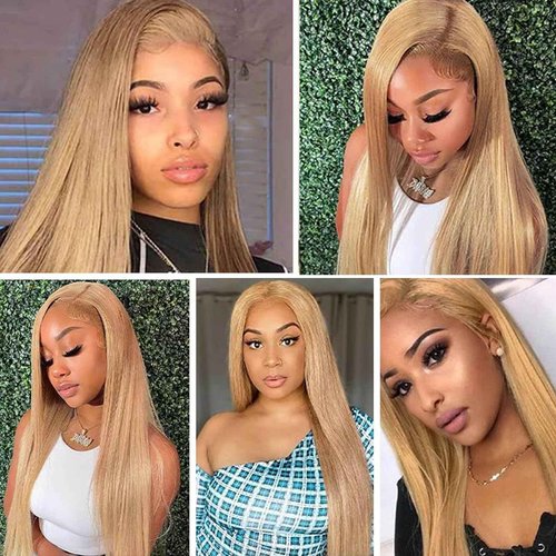 Fabimiya 14 16 18 Inch Human Hair Bundles Honey Blonde 27# Straight Bundles Human Hair 100% Unprocessed Soft Sewn In Hair with Double Weft for Black Women