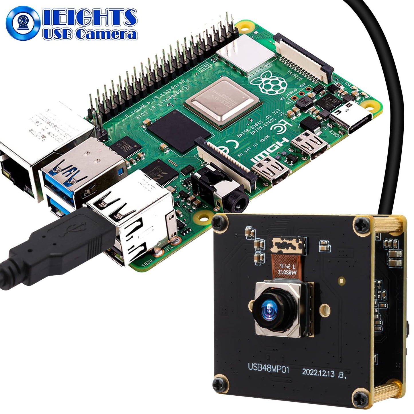 48MP Wide Angle USB Camera Module 200ms Fast Autofocus Webcam Board 100degree No Distortion Lens PC Camera Mini UVC USB2.0 Backup Cam UHD Second Webcamera 6000P Lightburn_Cam for Laser Engraver