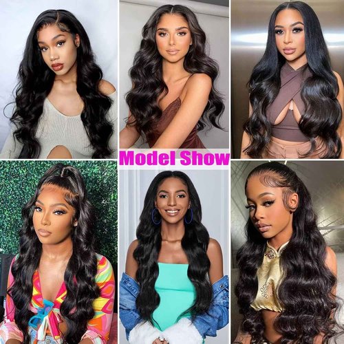 Body Wave Bundles Human Hair 18 20 22 24 Inch Human Hair Bundles 100% Unprocessed Brazilian Virgin Hair Quick Weave Deals Human Hair Extensions for Women Natural Black Color