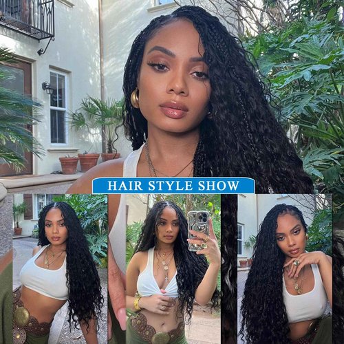 Coolbeeza Human Braiding Hair 22 Inch Deep Water Wave Bulk Human Hair for Braiding 12A Brazilian Virgin Curly Hair for Boho Braids Wet and Wavy No Weft 2 Bundles 100g Hair Extensions