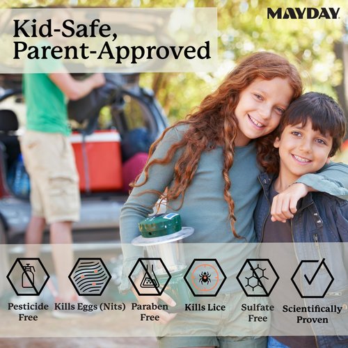 MAYDAY Back to School Bundle includes 3.4oz & 12oz Lice Treatment & Prevention Shampoo & Conditioner, 6oz Sunscreen, & 3.4oz Insect Repellent - Complete Protection for Lice, Insects, and Sun Exposure