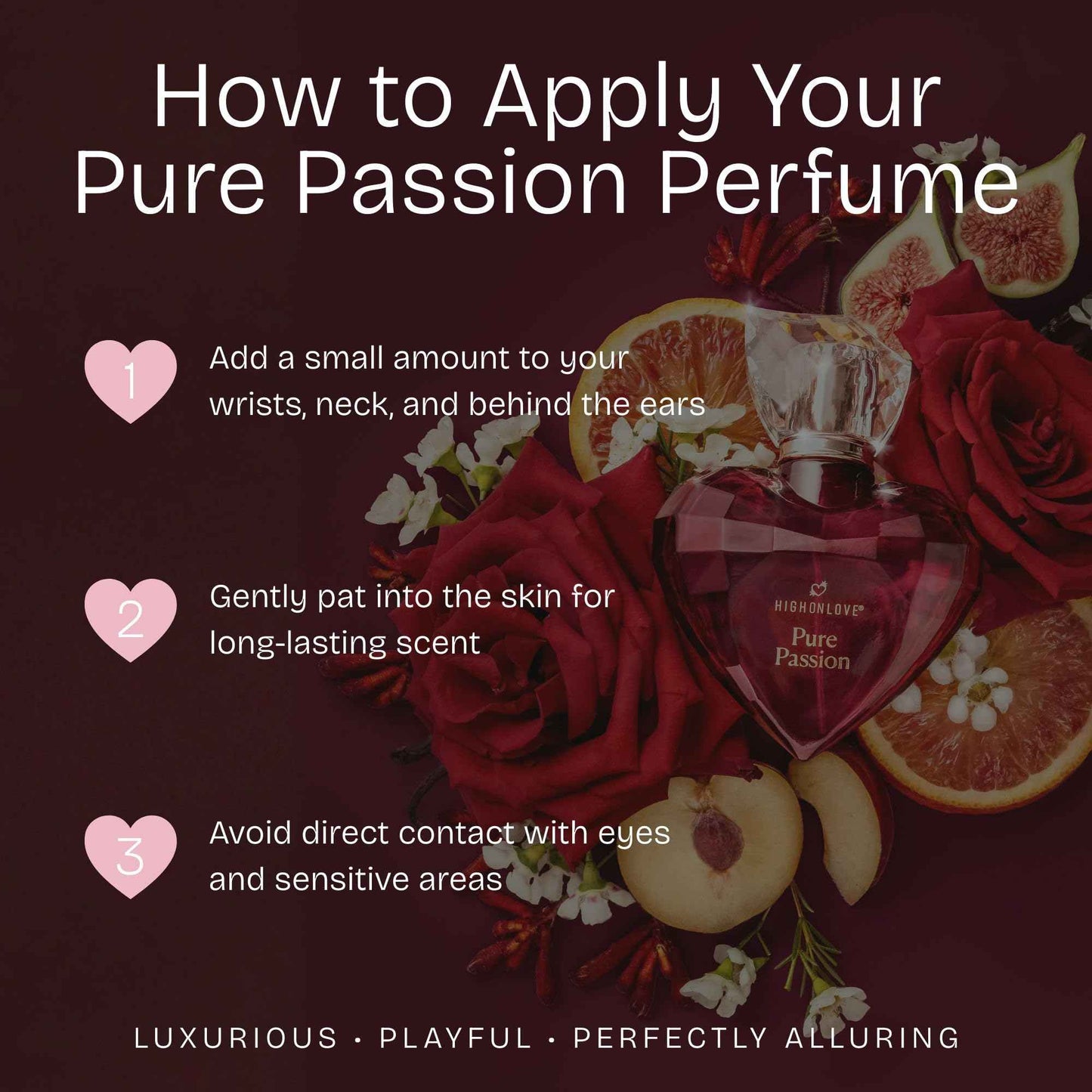 HIGHONLOVE Pure Passion Perfume - Floral, Fruity Fragrance for Women with Notes of Bitter Orange, Damson Plum, Jasmine, Rose & Vanilla - Crafted with Clean Ingredients by High On Love (80 ml)