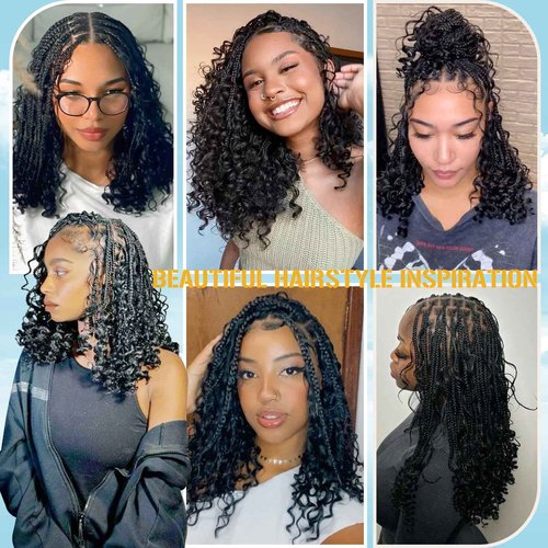 Esnccur 13x8 HD Lace Braided Wigs for Black Women Knotless Box Braid Wig Premium Synthetic Braided Lace Front Wigs with Baby Hair 18 Inch