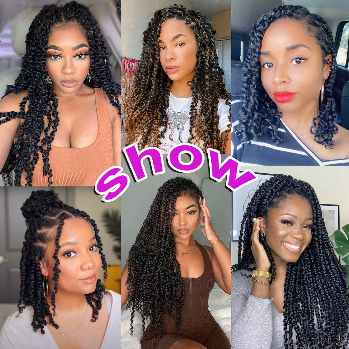 Long Passion Twist Hair Pre-twisted 24 Inch Passion Twist Crochet Hair for Black Women Pre Looped 8 Packs Synthetic Bohemian Twists Curly Ends Hair Extensions 1B-30-27