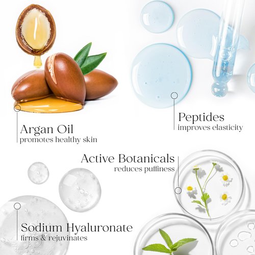 Kahina Eye Serum for Dark Circles, Eye Bags, and Puffiness - 0.5 fl oz - Light, Fast-Absorbing Under Eye Serum Reduces Fine Lines and Wrinkles - Anti Aging Serum Manufactured in the USA