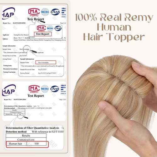 Rich Choices Hair Toppers for Women Real Human Hair 100% Human Remy Toppers for Women with Thinning Clip in NO Bangs Lace Base 150% Density 08 Inch #12P613 Golden Brown Highlight Bleach Blonde