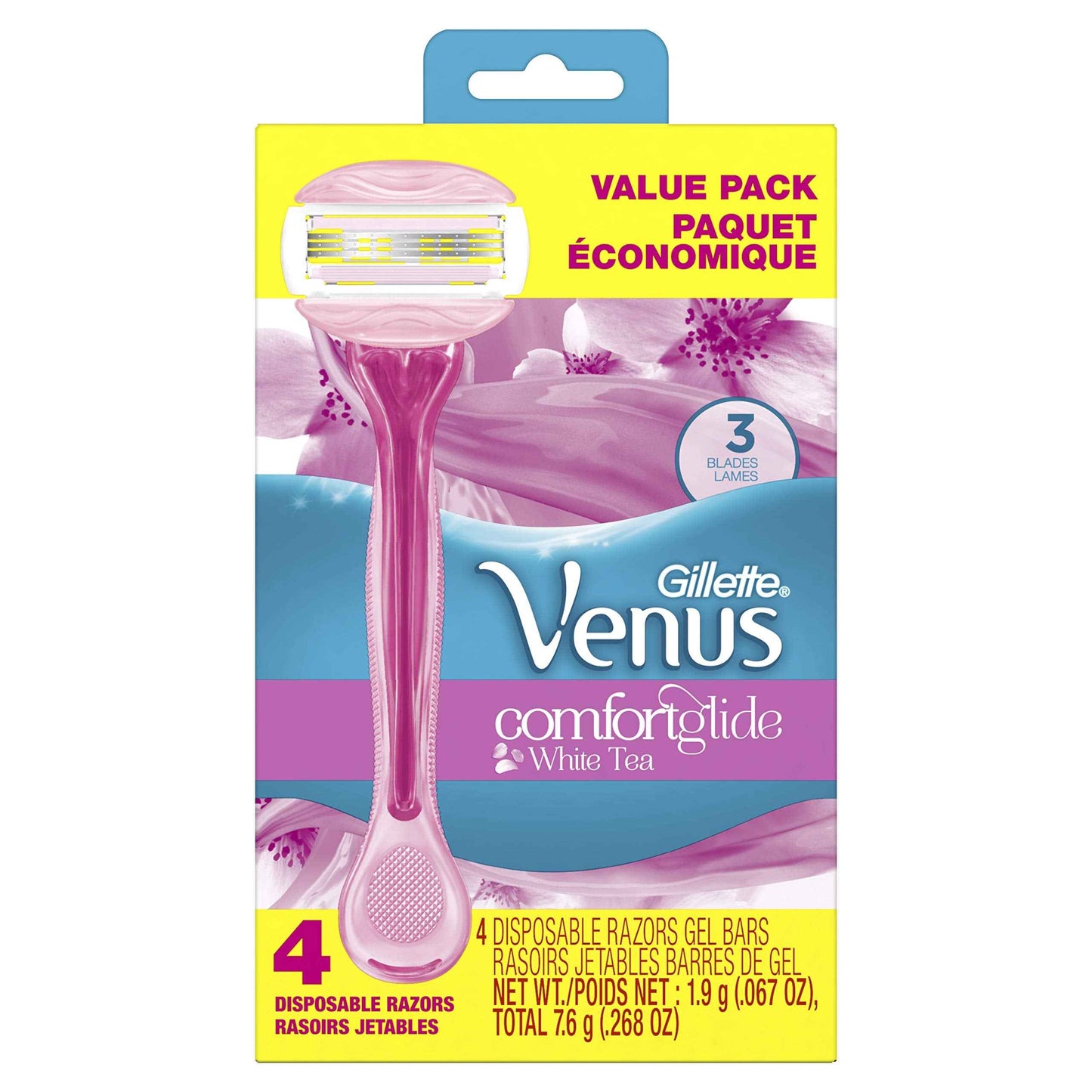 Gillette Venus ComfortGlide White Tea Scented Women's Disposable Razors, 4 Count