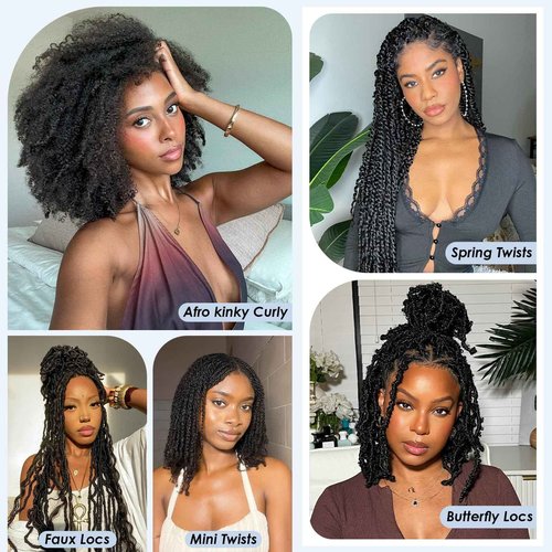 Afro Kinkys Bulk Human Hair,24 Inch 50g/Pack Afro Kinky-Curly Human Hair Bulk for Mini Twist, 4C Bulk Human Braiding Hair For Micro,Crochet,Repair, Dreadlocks,Locs Extensions