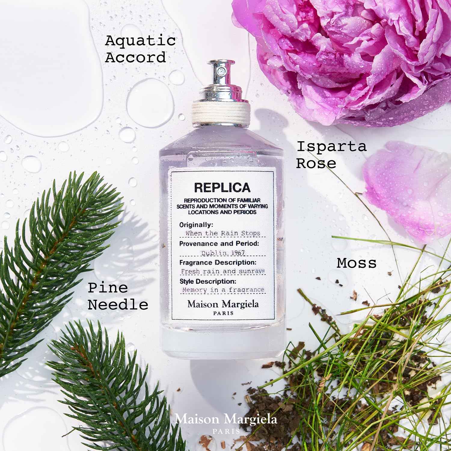 Maison Margiela - Replica - When the Rain Stops Eau de Toilette - Fresh Fragrance - With Acquatic Accord, Isparta Rose Petal & Patchouli - 1.0 Fl Oz