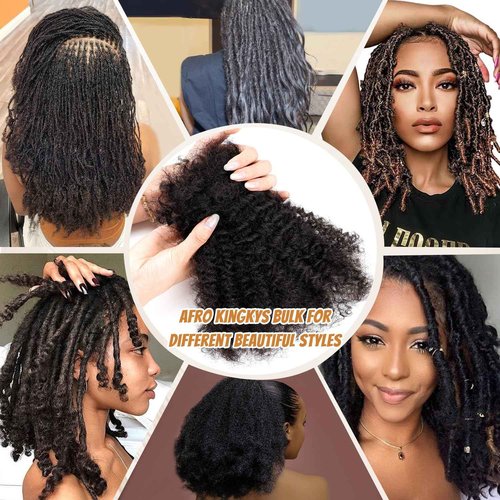 Afro Kinky Bulk Human Hair 10 Inches – 3 Bundles, Natural Curly Texture, Ideal for Braids, Twists, Crochet, and Protective Styles