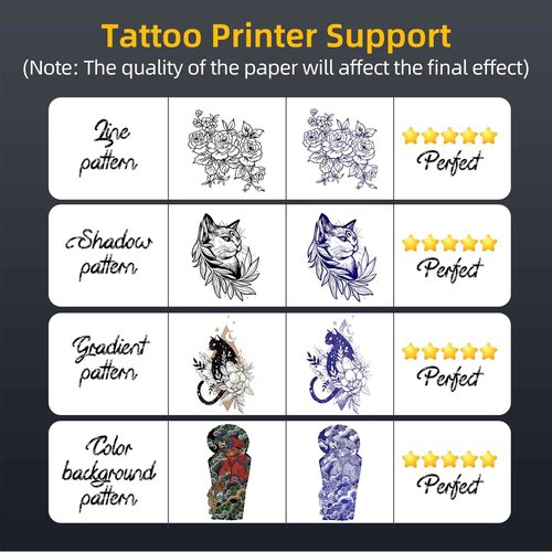 Tattoo Stencil Printer with 10 Pcs Transfer Paper, 2500mA Wireless Bluetooth Thermal Tattoo Machine, 3D Preview, Drawing Design, Tattoo Kit for Tattoo Artists & Beginners, Phone/Pc