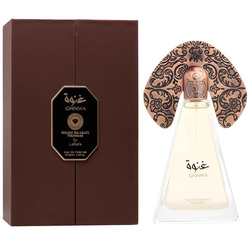 Lattafa Niche Emarati Ghinwa – Fruity, Floral, Woody, Mossy – Eau de Parfum Long-Lasting Fragrance for Everyone, 3.4 Ounce / 100 ml