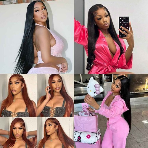 Lemoda 13x6 Straight HD Lace Front Wigs Human Hair Outlet Deal 13x6 Straight Lace Front Wigs 200% Density 18 inch Black Wig Virgin 15A Straight Human Hair Wig For Black Women Natural Color
