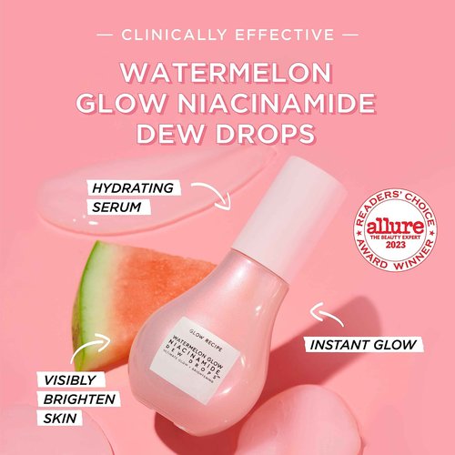 Glow Recipe Niacinamide Dew Drops Serum (40 ml) + Pink Juice Hydrating Face Moisturizer (50 ml) - Lightweight, Fast-Absorbing Daily Moisturizer for Dry Skin