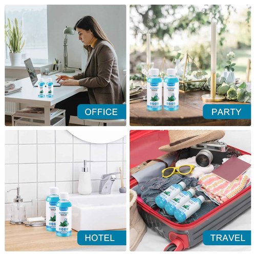 100 pcs Travel Size Mouthwash Bulk, 80ml/2.7fl oz, Fresh Mint Portable Mini Mouthwash Individual Bottles for Travel Toiletry Kits