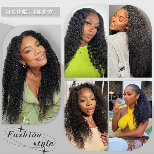 HAVI KING 30inch Deep Wave Lace Front Wigs Human Hair with Baby Hair 13x6 Glueless HD Full Lace Front Wig Pre-Drawn Bleaching Knot 200% Density Deep Curly Lace Frontal Wig Natural Color for Woman