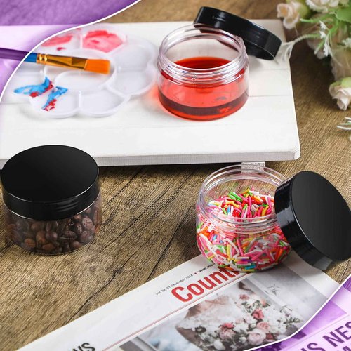 Aoriher 150 Pcs Plastic Container Jars with Lids Round Cosmetic Jars Empty Plastic Container for Lotion, Cream, Ointments, Makeup, Eye Shadow, Rhinestone, Samples, Pot, Travel Storage(4 oz,Black)