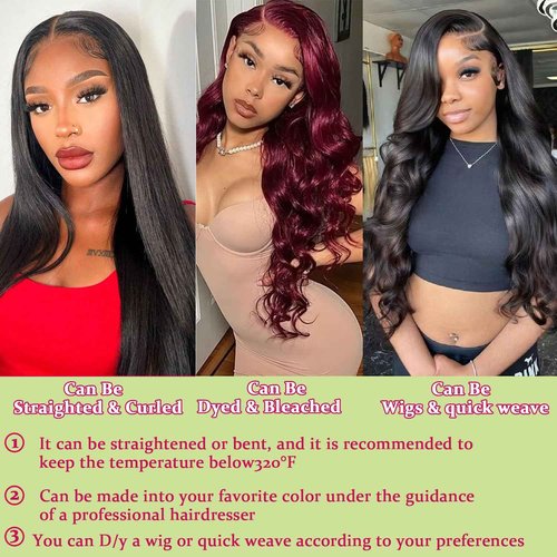Human Hair Bundles Body Wave Bundles Human Hair 14 16 18 Inch 12A Grade 100% Unprocessed Brazilian Virgin Hair Body Wave 3 Bundles Deals Real Human Hair Extensions For Black Women Natural Black
