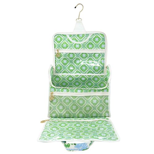 Lilly Pulitzer Travel Toiletry Bag with Handle, Pockets, and Zipper, Hanging Travel Organizer for Makeup and Toiletries (Swayin in the Breeze)