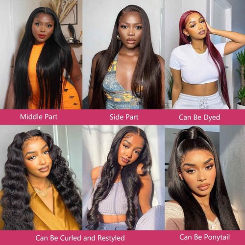 JOHLUA 13x6 Lace Front Wigs Human Hair Pre Plucked with Baby Hair 13X6 HD Lace Frontal Wig 180% Density Virgin Human Hair Straight Wigs for Women
