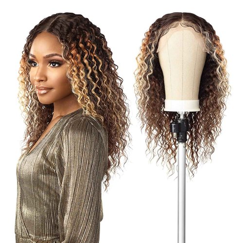 Sensationnel Butta Lace Wigs - Unit 19 Extra Wide 5 Inch Deep Parting Synthetic Preplucked Hairline Glueless Lacefront (BALAYAGECHOCOLATE)