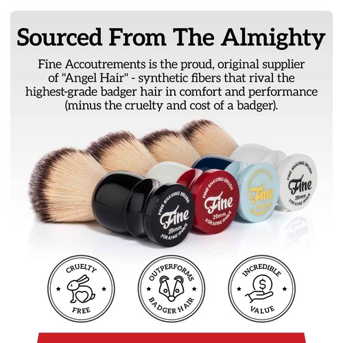 Mr. Fine Better Than Badger Shaving Brush, Ultra-Soft Synthetic Angel Hair Bristles for Men’s Wet Shaving, Easy Lather & Smooth Glide, Ergonomic Handle, White