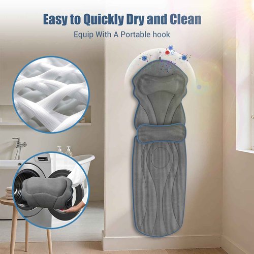 Full Body Bath Pillows for Tub Luxury Bathtub Pillow Cushion for Head,Shoulder,Back&Lumbar Support Thick Tub Pillow for Bathtub for Women Relaxing Soft 5D Air Mesh Mat 12 Non-Slip Power Suction Cups