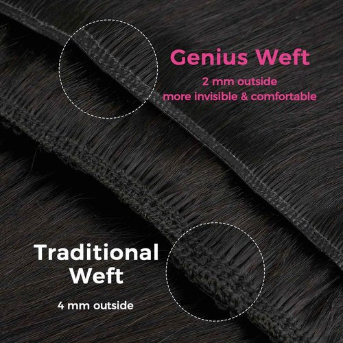 Lashey Genius Weft Hair Extensions Human Hair Natural Black Body Wave 7pcs 110g 14 Inch Hair Extensions Real Soft Thin Weft Clip ins for Women