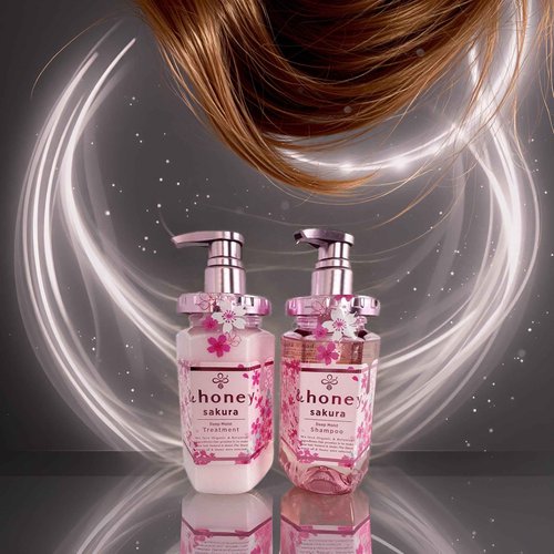 &honey Deep Moist Shampoo and Treatment Set, Sakura Edition with Hair Tie in Sprout Talk's package