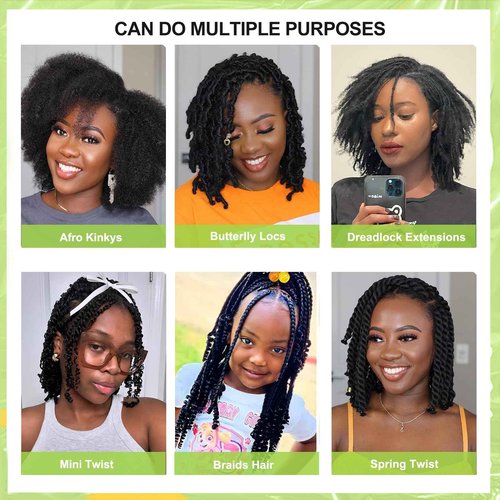 poetically 14 Inch Afro Kinkys Bulk Human Hair Natural Black Afro Kinky-Curly Human Hair Bulk for Twist/Dreadlock Extensions/Repair Locs/Braids 50g Mini Twist Braiding Hair