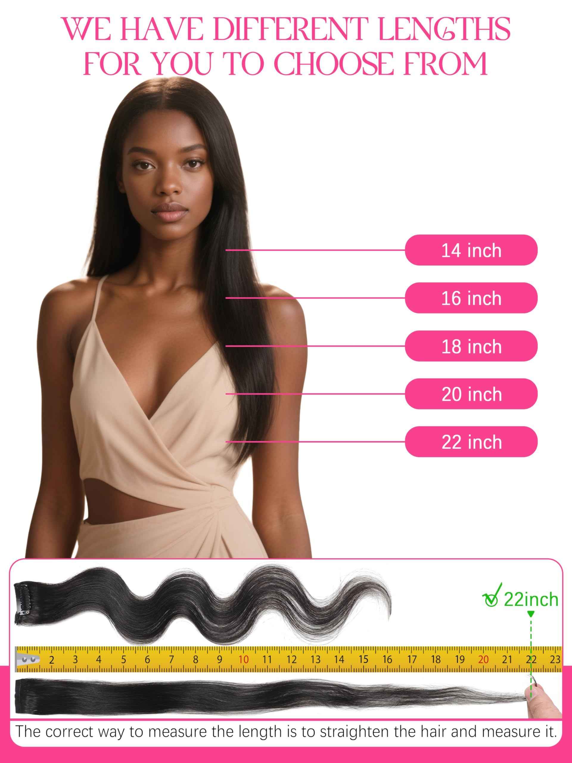 Lacer Clip in Hair Extensions Real Human Hair, Straight Clip ins 1B Natural Black, 22 Inch 120g Remy Human Hair Extensions 7pcs Per Set