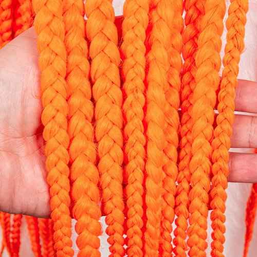 A ANYTIME 36 Inch Transparent Full Lace Braided Wigs Knotless Box Braided Lace Wigs for Black Women with Baby Hair Synthetic Lace Front Colored Braiding Wigs(OTORANGE)