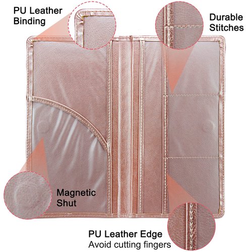 LumiMokki Premium Car Registration & Insurance Card Holder with Magnetic Shut, Vehicle Glove Box Car Organizer - For Documents, Cards, License (Rose gold)