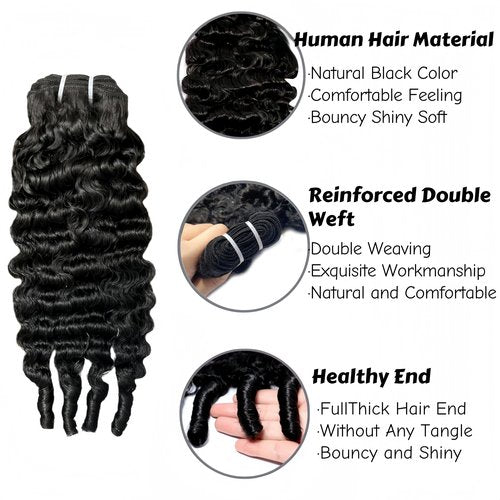 Burmese Curly Bundles Human Hair 12 14 16 Inch 12A Grade 100% Unprocessed Brazilian Virgin Hair Weave with Spriral End 3c4a Quick Weave Real Human Hair Natural Black Hair Extensions