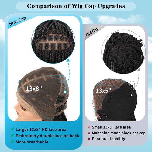Esnccur 13x8 HD Lace Braided Wigs for Black Women Knotless Box Braid Wig Premium Synthetic Braided Lace Front Wigs with Baby Hair 18 Inch