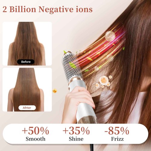 6 in 1 Hair Dryer Brush, Upgrade Detachable Blow Dryer Air Styler Wrap Curler, Hot Air Brush Curly Twist Curling Iron, Negative Ion Blow Dryer Hot Styler, Travel Hair Styling Tool