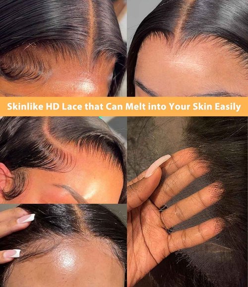 Mlip 5x5 HD Lace Closure Body Wave, 0.10mm Ultra Thin Invisible Swiss Lace, Skinlike Real HD Lace Melt into Skin Perfectly, Pre-plucked Natural Hairline, Raw Indian Human Hair 16 Inches