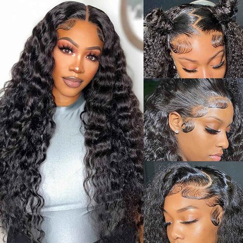 Zhengshuo Water Wave Lace Front Wigs Human Hair Pre Plucked 13x6 HD Lace Frontal Wigs 200% Density Brazilian Virgin Human Hair Wigs for Black Women Natural Color