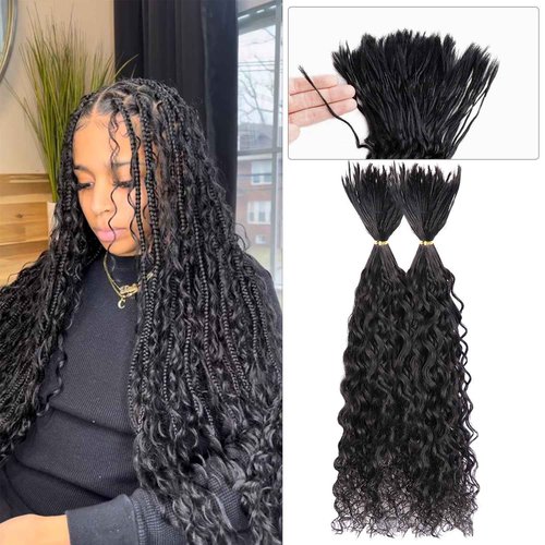 Pre-Divided Human Braiding Hair for Water Deep Wave Bulk Braiding Curly Human Hair for Boho Locs Crochet Braids Human Hair Extensions (1B, 24"-240Strands)